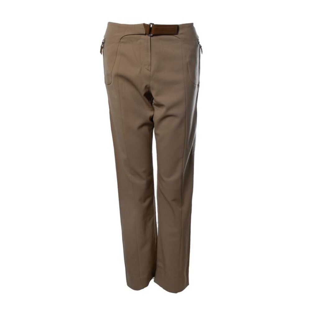 Prada, brown pantalon with leather velcro closure